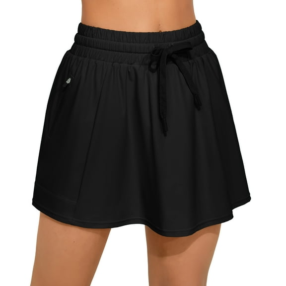 Swim Skirts for Women High Waisted Belly Control Bikini Swimming Skirts with Built in Panties and Pockets