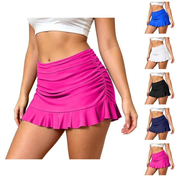 Swim Skirts for Women High Waisted Ruched Tummy Control Ruffle Swim Bottom Bathing Suit Bottoms