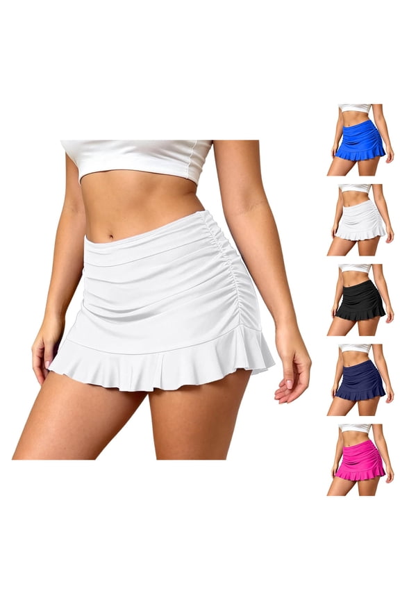 Swim Skirts for Women High Waisted Ruched Tummy Control Ruffle Swim Bottom Bathing Suit Bottoms