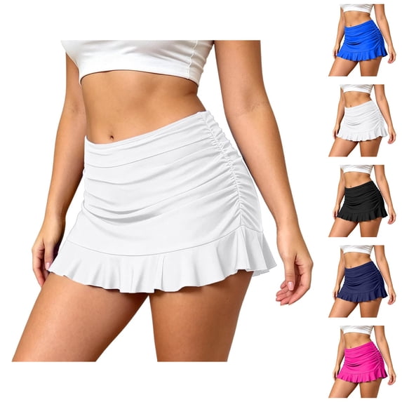 Swim Skirts for Women High Waisted Ruched Tummy Control Ruffle Swim Bottom Bathing Suit Bottoms