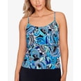 thumbnail image 1 of Swim Solutions BLUE PAISLEY Printed Triple-Tier Tankini Swim Top, US 14, 1 of 1