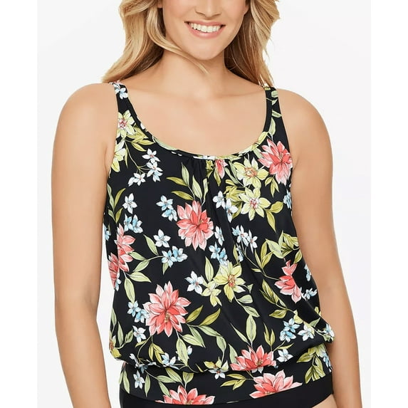 Swim Solutions Women's Underwire Tankini Top Floral Multi 14