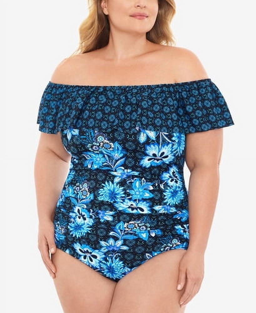 Raisins Curve Women's Lagide Cubana Plus Size One Piece Swimsuit - Black Ash, 16W, Nylon/Spandex
