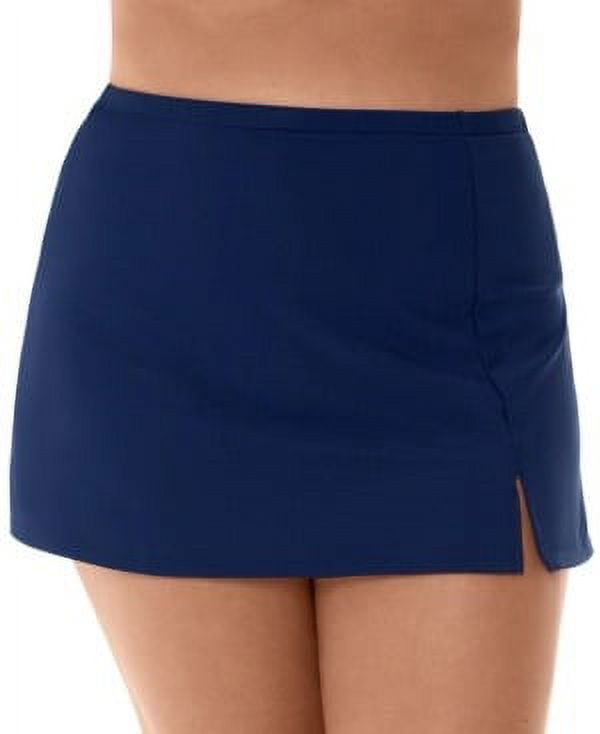 Swim Solutions Women's Plus Size Solid Swim Skirt Navy New