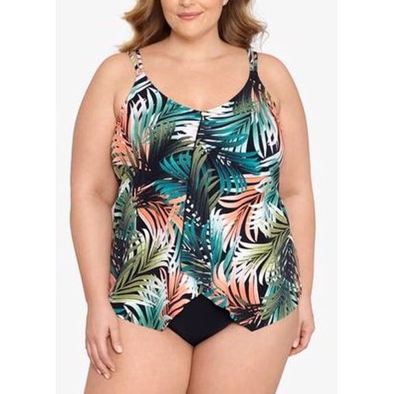Raisins Curve Women's Lagide Cubana Plus Size One Piece Swimsuit - Black Ash, 16W, Nylon/Spandex
