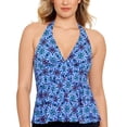 thumbnail image 1 of Swim Solutions Women's Halter Ruffle Tankini Tops, Navy, 8, 1 of 1