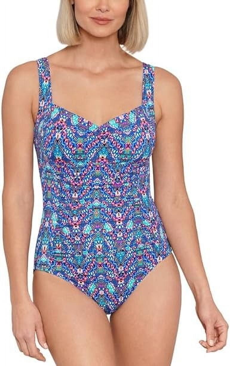 Swim Solutions Women's Tummy-Control Shirred One-Piece Swimsuit