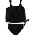 thumbnail image 1 of Swim Solutions Womens Blouson Brief 2 Piece Tankini, Black, 20, 1 of 2