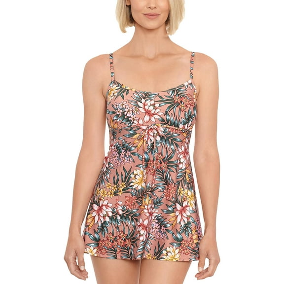 Swim Solutions Womens Floral Bust Support One-Piece Swimsuit