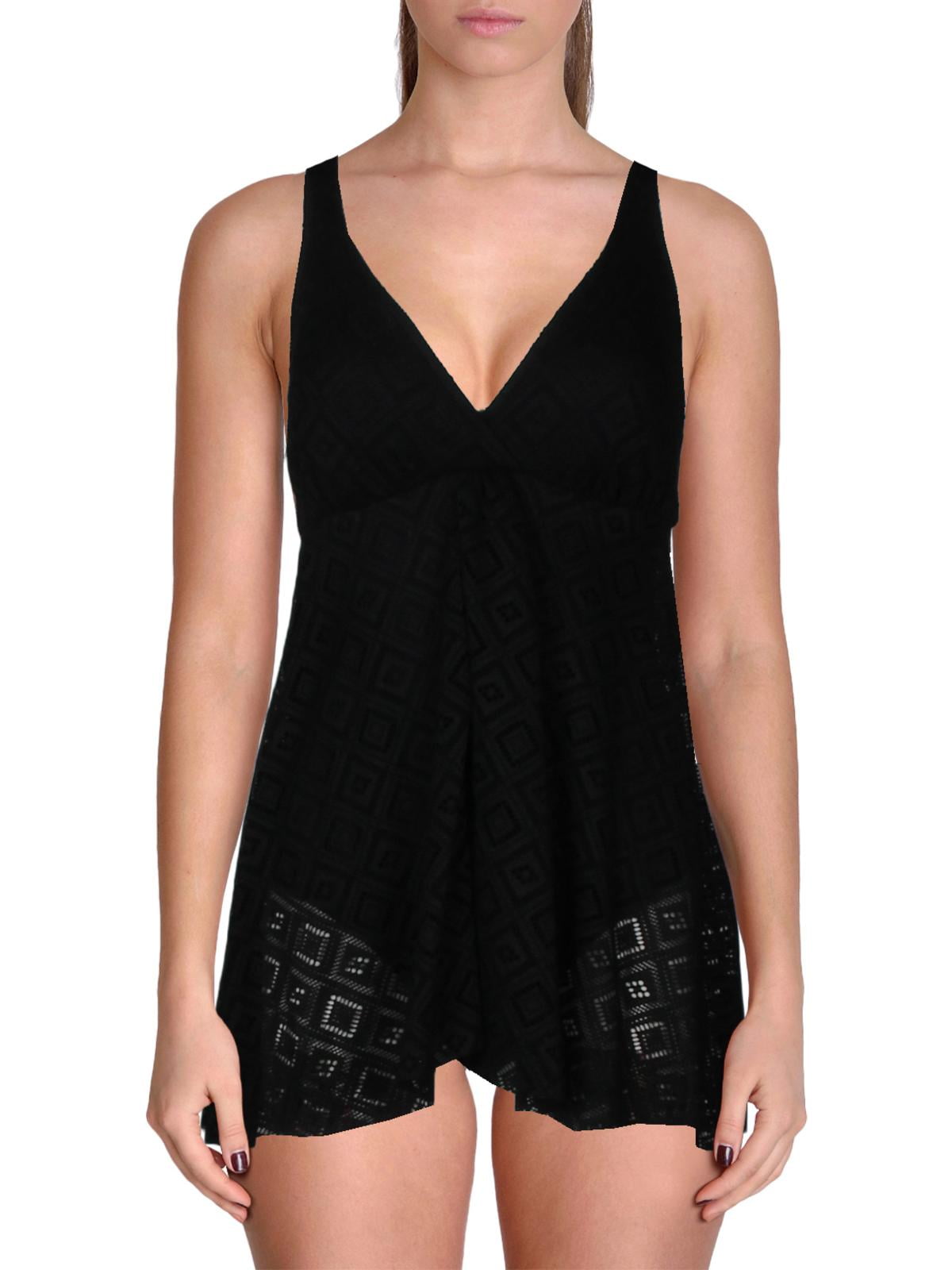 Swim Solutions Womens Flyaway VNeck Tummy Control Swimdress