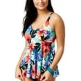 thumbnail image 1 of Swim Solutions Womens La Belle Floral Ruffled Tankini Top 8 Multi Swimsuit, 1 of 2