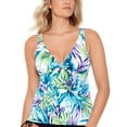 thumbnail image 1 of Swim Solutions Womens Palms Printed V Neck Tankini;10, 1 of 2