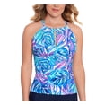 thumbnail image 1 of Swim Solutions Womens Printed Tummy Control Tankini Swim Top, 1 of 1