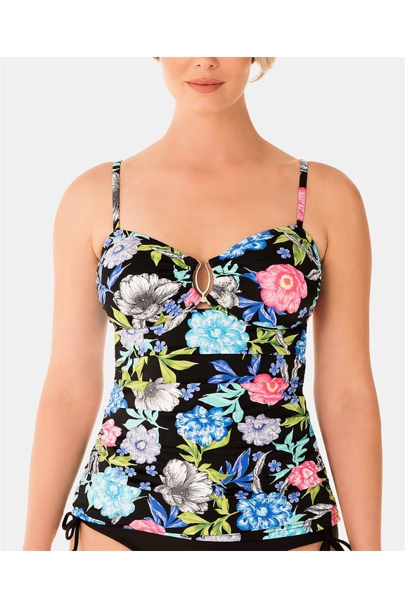 Womens Soft Blooms Keyhole Tankini Top Size 8