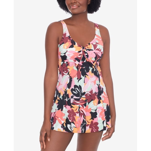 Swim Solutions Womens Swimwear Swimdress Tummy-Control   Pink 14