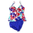 thumbnail image 1 of Swim Solutions Womens Tahiti Breeze Twist Brief 2 Piece Tankini, Multicoloured, 16, 1 of 2