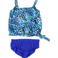thumbnail image 1 of Swim Solutions Womens Waist Tie Brief 2 Piece Tankini, Blue, 20, 1 of 2