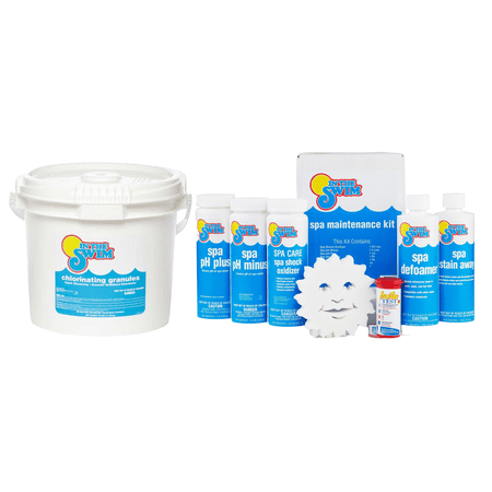 In The Swim Spa and Hot Tub Maintenance Kit and Sodium Dichlor Chlorine Shock-Oxidizer Bundle – All-in-One Solution for Sanitizing Spa and Hot Tubs KSPAMNT01AZ_SodDi