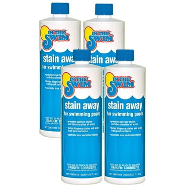 In The Swim Stain Away For Above Ground and Inground Swimming Pools - Removes Mineral Stains From Iron, Copper, and Magnesium in Swimming Pools - 4 x 1 Quarts F065001004AE