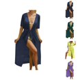 thumbnail image 1 of Swim Suit Cover Up Beach Coverups for Women 2025 Women's Lightweight Beach Cover Up with Split Design and Tie Waist for Stylish Swimwear, 1 of 6