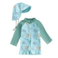 thumbnail image 1 of Swim Suits For Boys 2025 Long Sleeve Rash Guard Cartoon Dinosaur Print One Piece With Cap Tankini 2 Piece Sets Size 0-3 Months, 1 of 1
