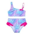 thumbnail image 1 of Swim Suits For Girls 14-16 One Shoulder Swimsuits for Girls Two Piece Ruffle Bathing Suits Beach Pool Clothes,Sky Blue,5-6 Years, 1 of 5