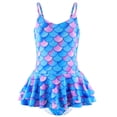 thumbnail image 1 of Girls One Piece Swimsuit Toddler Bathing Suit with Mermaid Scales Printed, Toddler Swimsuit Girl for Adjustable Age 5-6 Years, 1 of 9