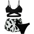 thumbnail image 1 of Swim Suits for Girls One Piece Girls 3 Piece Bikini Bathing Suit Teen Girls Swimwear Sport Swimsuits with Shorts 9-16T 3 Piece Girl Bathing Suits Solid Color Cutout, 1 of 1