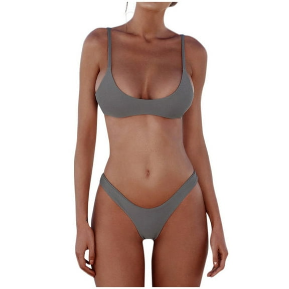 Swim Suits for Women 2025 Women Push Up Padded Bra Bandage Bikini Skirt Suit Set for Light Board Shorts Underwire Swimsuits plus Size Long Torso Swimsuits Two Piece Womens Swimming Suits with S Gray M