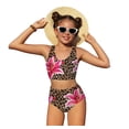 thumbnail image 1 of Swim Suits for Girls Leopard Print Bikini Adjustable Triangle Tie Side Bottoms 2 Pcs Kids Swimwear, 1 of 8