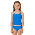 thumbnail image 1 of Swim Suits for Girls Solid Color Contrast Trim 2 Piece Padded Swimming Suit, 1 of 4