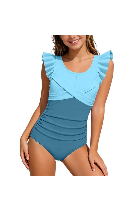 Swim Suits for Girls With Ruffled Skirt Back Design Teen Juniors Bathing Suit