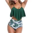 thumbnail image 1 of Swim Suits for Women 2024 Ruffle Swim Top with High Waisted Bikini Bottoms Fashion Two Piece Swimsuit Bathing Suits, 1 of 3