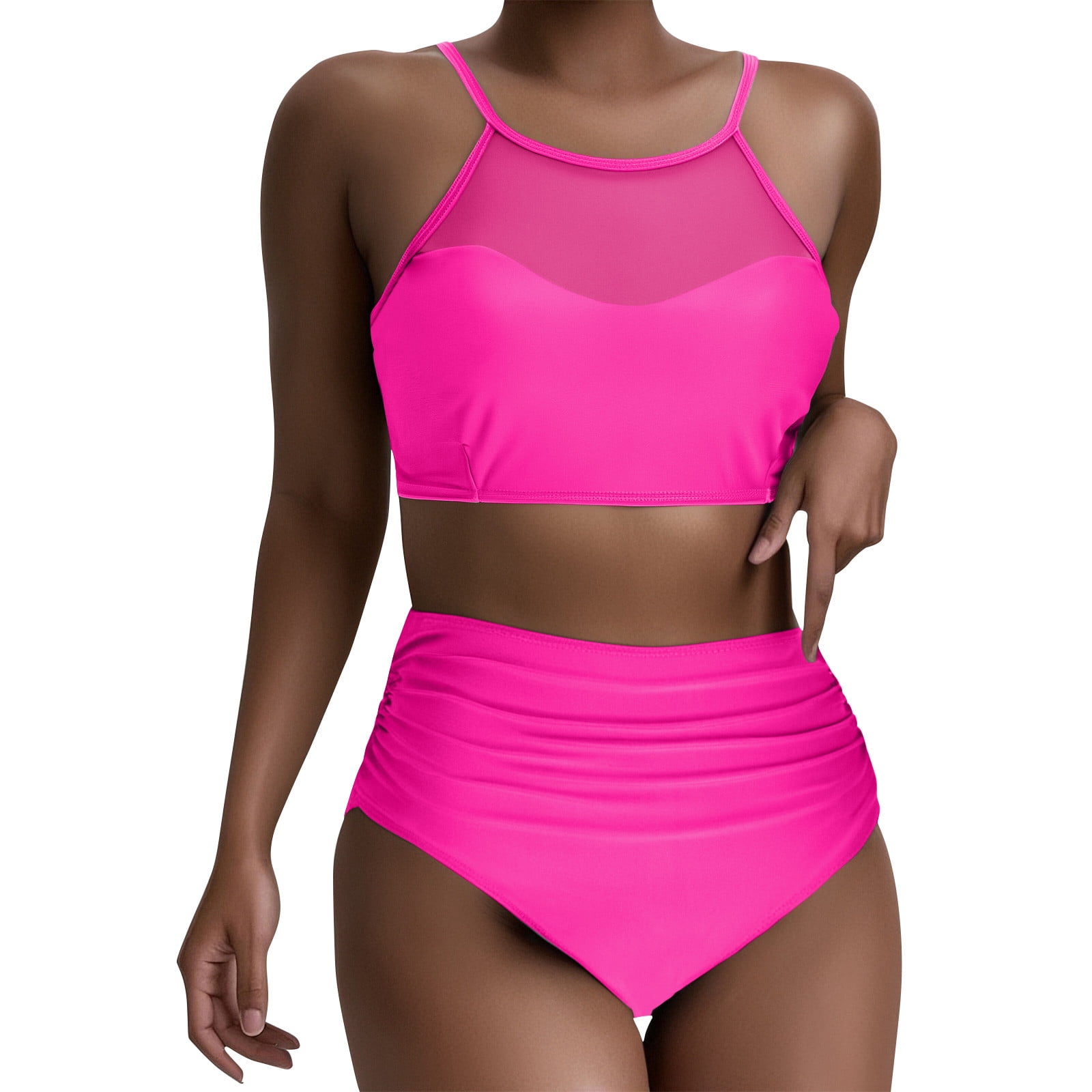 Swim Suits for Women 2025 Xunlbb Womens Stripe Two Piece Swimsuits Mesh ...