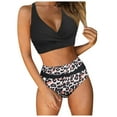 thumbnail image 1 of Swim Suits for Women 2026 Detachable Padding Bikini Halter High Waisted Leopard Bathing Suit,Black,L, 1 of 6
