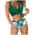 thumbnail image 1 of Swim Suits for Women 2026 Detachable Padding Bikini Halter High Waisted Leopard Bathing Suit,Green,XL, 1 of 6