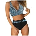 thumbnail image 1 of Swim Suits for Women 2026 Detachable Padding Bikini Halter High Waisted Leopard Bathing Suit,Navy,S, 1 of 6