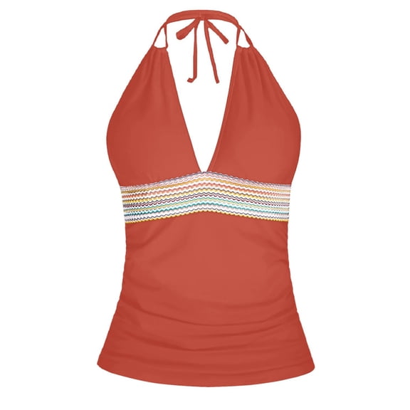 Swim Suits for Women 2026 One Piece Elegant Plus Size Halter Cover Up V Neck Summer Beach Swimwear with Adjustable Ties