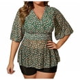 thumbnail image 1 of Swim Suits for Women Short Sleeve Flowy Tank Top with High Waisted Boyshort Modest Swimwear Plus Size Bathing Suit Fashion, 1 of 6