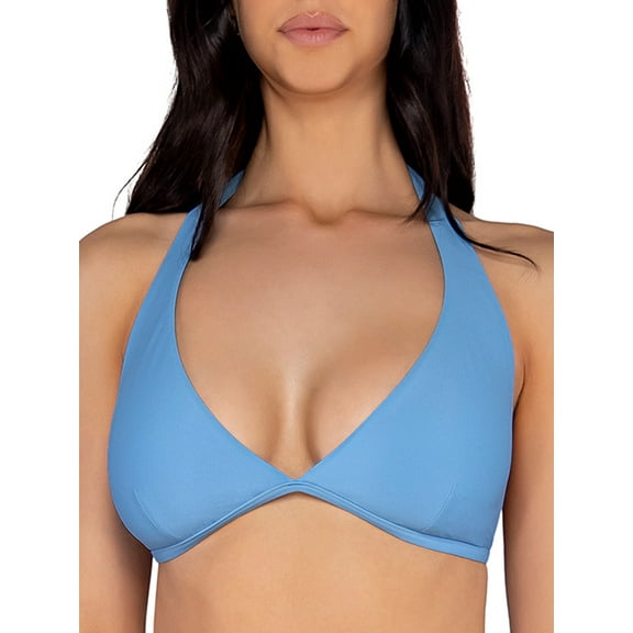 Swim Systems Womens Blue Poppy Ayla Triangle Bikini Top Style-T508-BPOP Swimsuit
