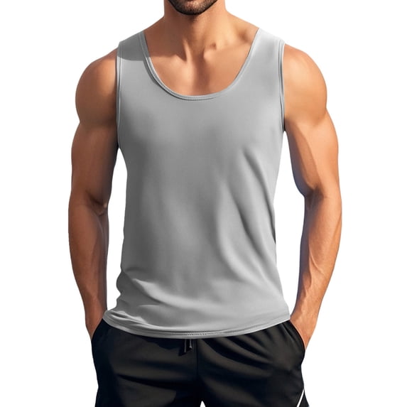Swim Tank Top Men Sleeveless Tee Shirts Workout Shirts for Men Athletic Casual Muscle Shirt Undershirts Tank Loose Fit Gym Clothes for Men