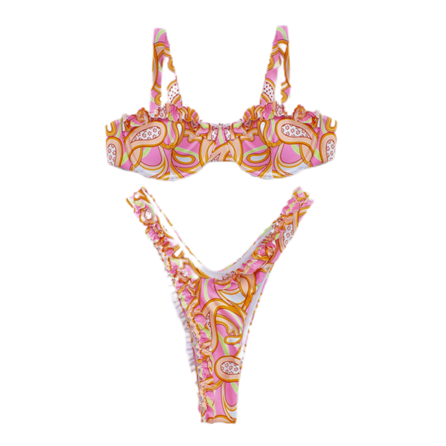 Swim Top plus Size Gender Neutral Swimwear Floral Bikini Swimsuit Women