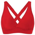 thumbnail image 1 of Swim Tops for Women Push Up Bikini Top Twist Halter Bra Strappy Cross Back Padded Bathing Suits, 1 of 2