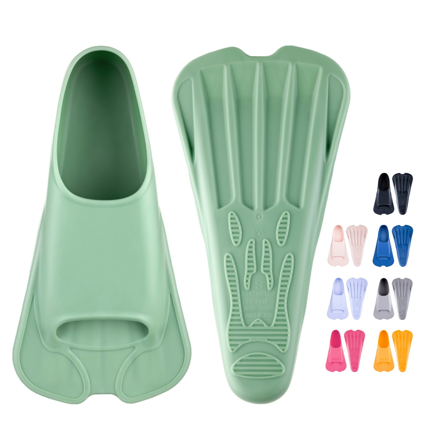 Swim Training Fins Soft Silicone Lap Swimming Short Floating Flippers with Mesh Bag for Kids Adult Men Women