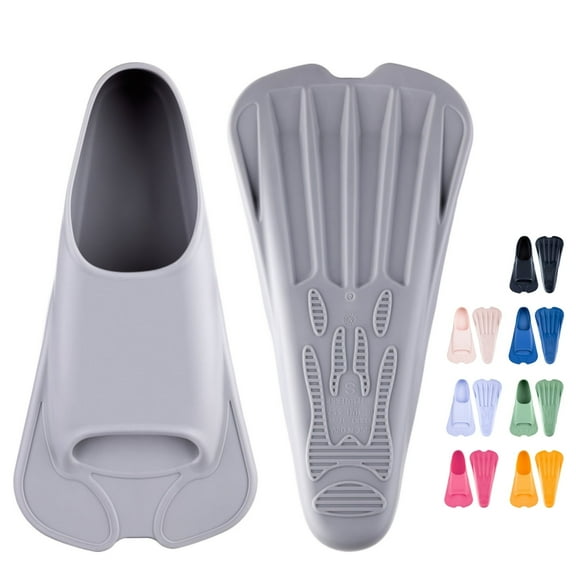 Swim Training Fins Soft Silicone Lap Swimming Short Floating Flippers with Mesh Bag for Kids Adult Men Women