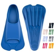 Swim Training Fins Soft Silicone Lap Swimming Short Floating Flippers with Mesh Bag for Kids Adult Men Women