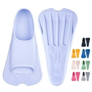 Swim Training Fins Soft Silicone Lap Swimming Short Floating Flippers with Mesh Bag for Kids Adult Men Women