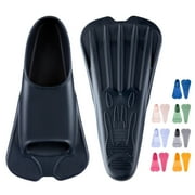 Swim Training Fins Soft Silicone Lap Swimming Short Floating Flippers with Mesh Bag for Kids Adult Men Women