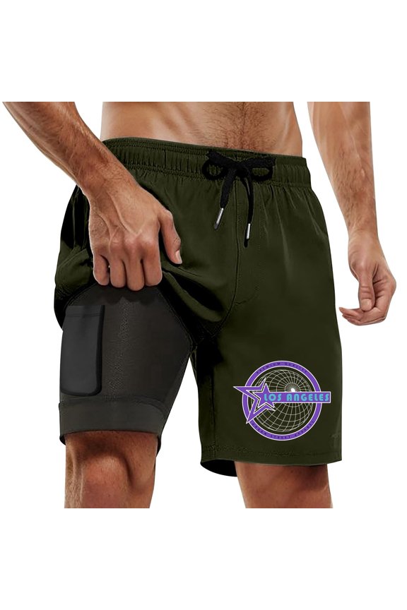 Swim Trunk For Men Icon Quick Dry Bathing Suit Swimming Board Shorts Mesh Lining Army Green XXXXL