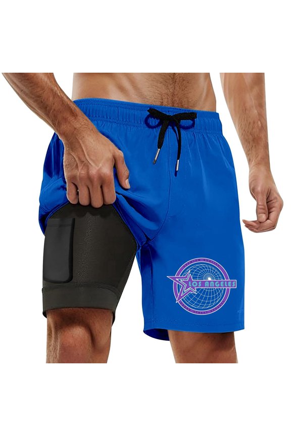 Swim Trunk For Men Icon Quick Dry Bathing Suit Swimming Board Shorts Mesh Lining Blue S